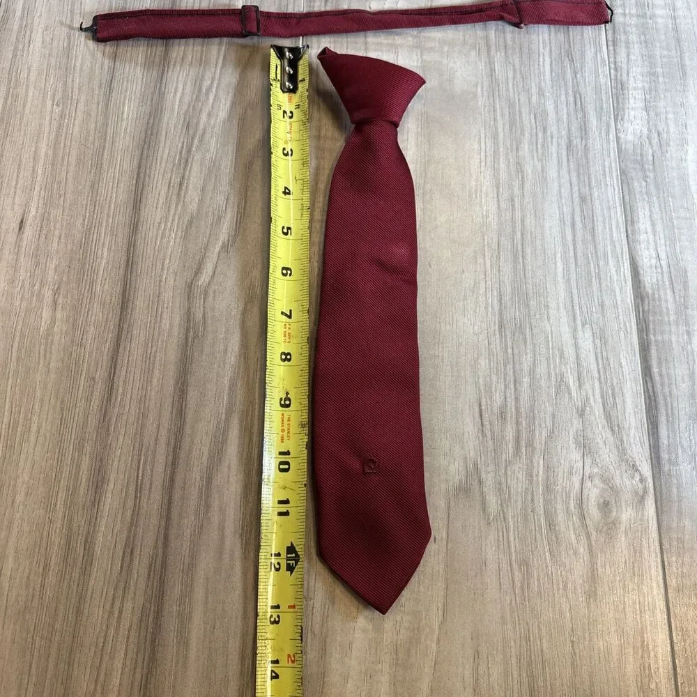 Pierre Cardin Boys Clip Adjustable Necktie Maroon
